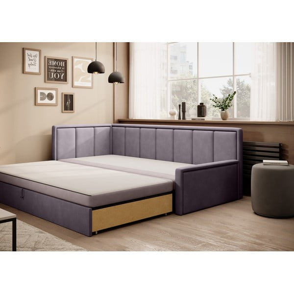 Canapea roz extensibilă/cu spațiu de depozitare cu tapițerie din chenille 214 cm Fulgeo – ELTAP-image-2
