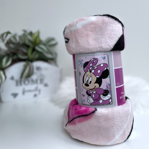 Pătură pentru copii roz din micropluș 100x150 cm Minnie Flowers – Jerry Fabrics-image-1