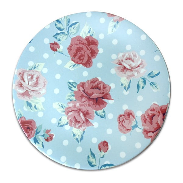 Farfurie din ceramică Roses, ⌀ 26 cm, albastru deschis