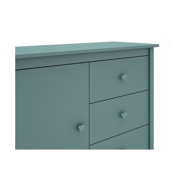 Comodă pentru copii în culoarea petrolului joasă din lemn de pin 90x80 cm Max – Marckeric-image-1