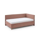 Pat pentru copii  roz pe colț tapițat cu spațiu de depozitare cu somieră 120x200 cm Fun – Meise Möbel