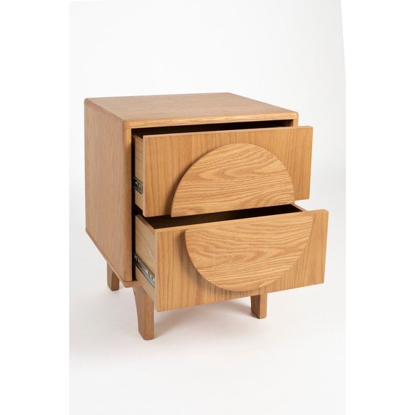 Noptieră în culoare naturală cu aspect de lemn de stejar Groove – Zuiver-image-3