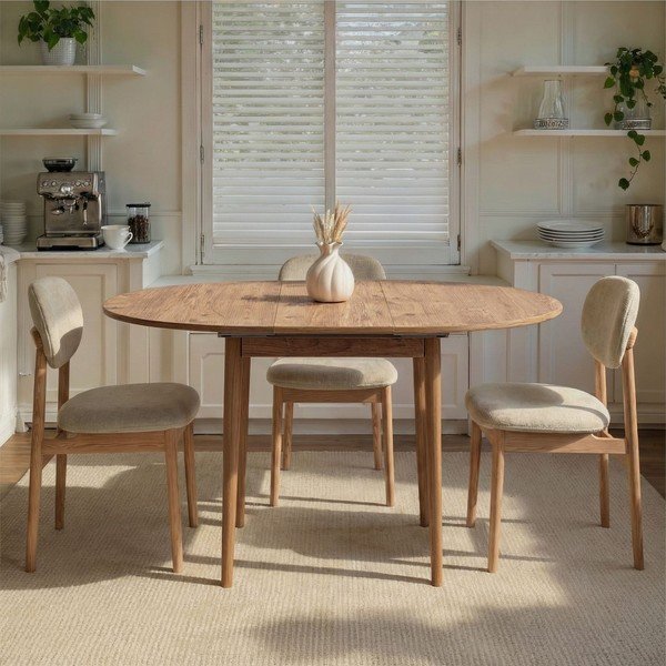 Masă de dining rotundă extensibilă cu aspect de lemn de pin cu blat suplimentar ø 100 cm Viona – Kalune Design-image-1
