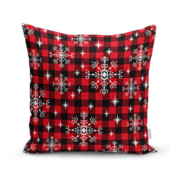 Set 4 fețe de pernă și un napron de masă cu model de Crăciun Minimalist Cushion Covers Christmas Tartan-image-3