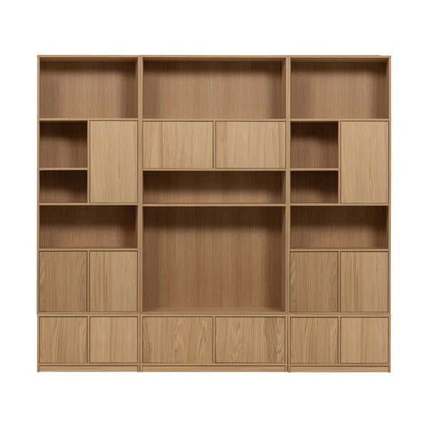 Bibliotecă modulară în culoare naturală cu aspect de lemn de stejar 264x243 cm Modulair – vtwonen