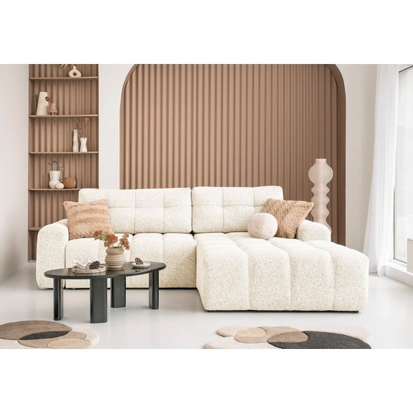 Colțar modular crem extensibil/cu spațiu de depozitare (cu colț pe partea dreaptă) Lulu – Miuform-image-1