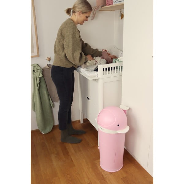 Coș de gunoi roz pentru scutece din plastic 25 l Whale – Kindsgut-image-3