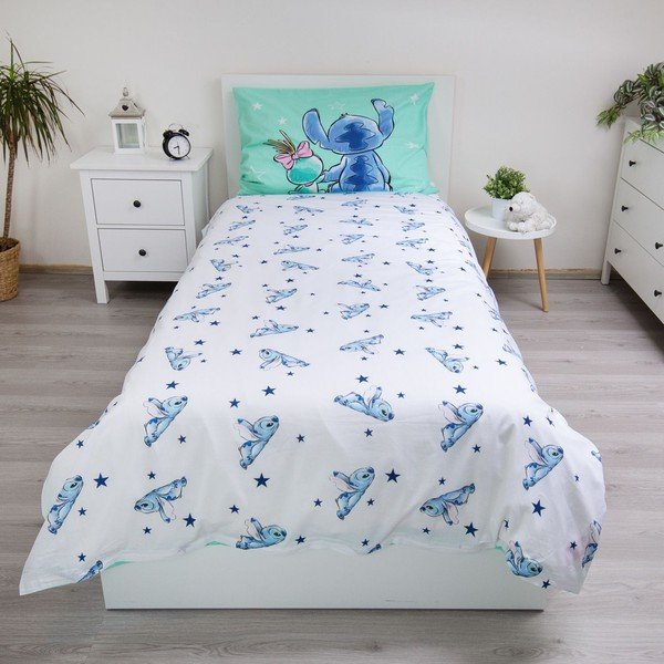 Lenjerie de pat pentru copii verde-mentă din bumbac pentru pat de o persoană 140x200 cm Lilo & Stitch "Buddies" – Jerry Fabrics-image-2