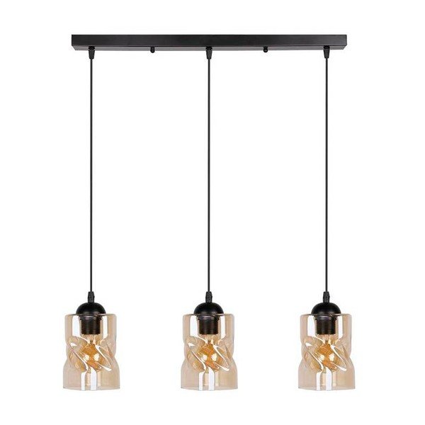 Lustră neagră cu abajur din sticlă 10x62 cm Felis – Candellux Lighting