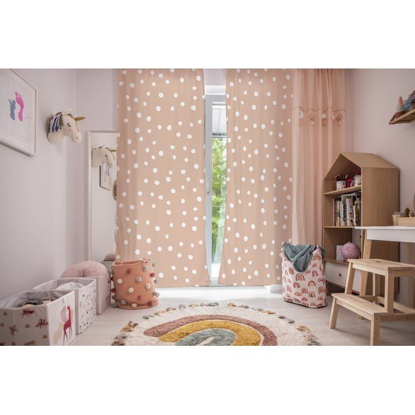 Draperie portocalie pentru copii 250x110 cm Dots from the Forest - Butter Kings-image-1