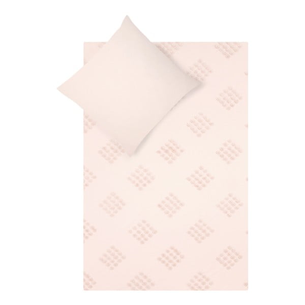 Lenjerie de pat din bumbac percale Westwing Collection Fia, 135 x 200 cm, roz