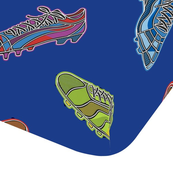 Cearceaf pentru copii albastru pentru pat de o persoană cu elastic 90x190 cm Bright Football – Catherine Lansfield