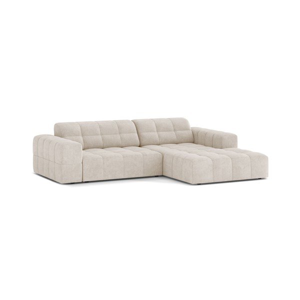 Colțar crem cu tapițerie din chenille (cu colț pe partea dreaptă/cu șezlong) Chicago – Cosmopolitan Design-image-1