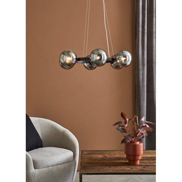 Lustră în formă de cerc cu 6 becuri Markslöjd Circle Smoke, negru-image-2