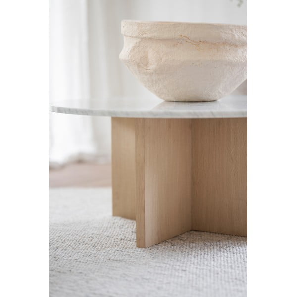 Măsuță de cafea albă/maro rotundă din marmură 90x90 cm Brooksville - Rowico-image-4