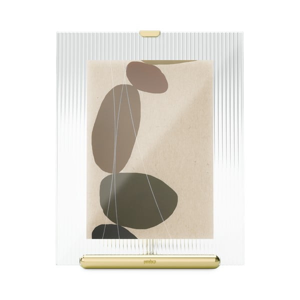 Ramă foto aurie cu picior de susținere din sticlă 19x23 cm Flute – Umbra