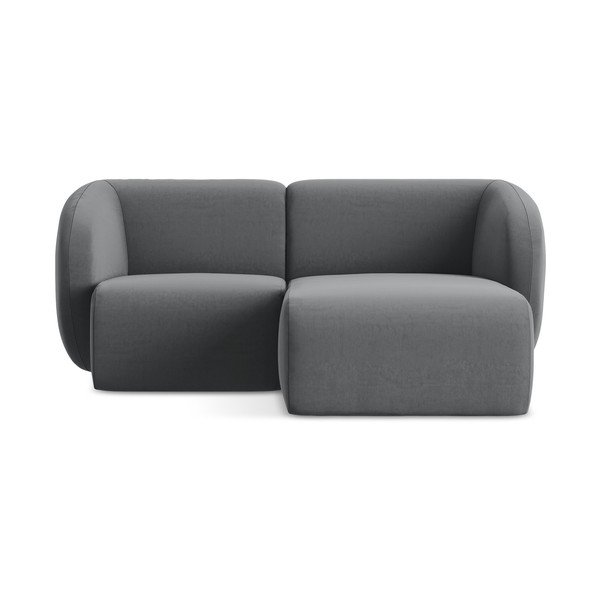 Colțar gri cu tapițerie din catifea (cu colț pe partea dreaptă/cu șezlong) Lani – Makamii