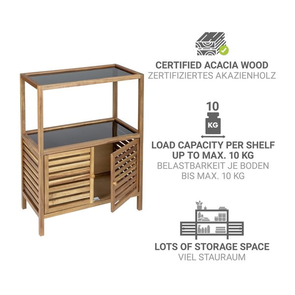 Dulap de baie negru/în culoare naturală jos din lemn de acacia 67,5x86 cm Fondi – Wenko-image-3