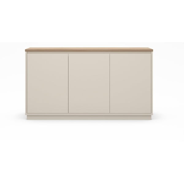 Comodă bej cu aspect de lemn de stejar 152x84x40 cm Loreta – Marckeric