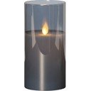 Lumânare de ceară cu LED-uri gri în sticlă Star Trading M-Twinkle, înălțime 15 cm