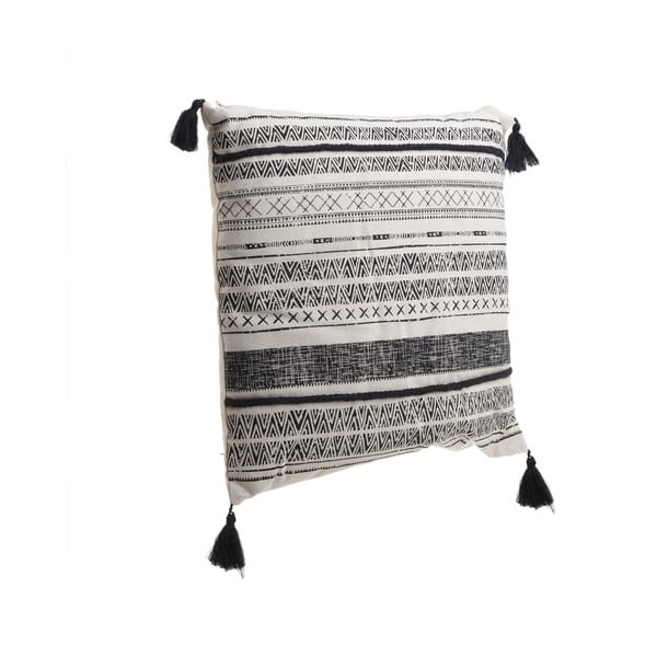 Pernă cu franjuri InArt Tribe Stripe, 45 x 45 cm, alb - negru