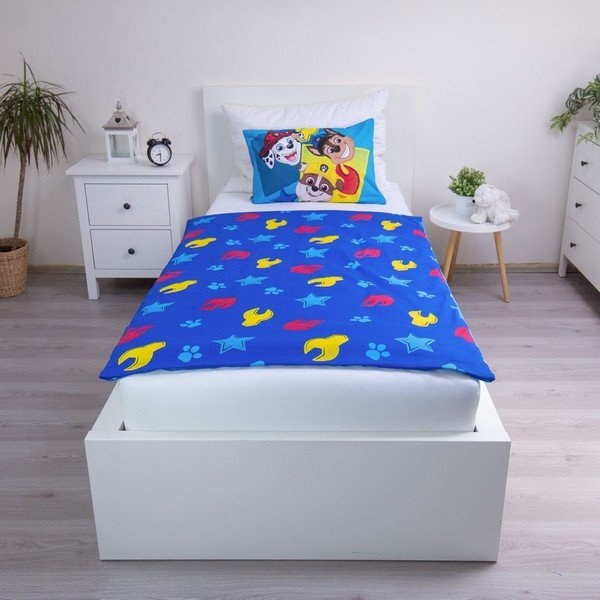 Lenjerie de pat pentru copii albastră din bumbac pentru pătuț 100x135 cm Paw Patrol "Pawsome days ahead" – Jerry Fabrics-image-2