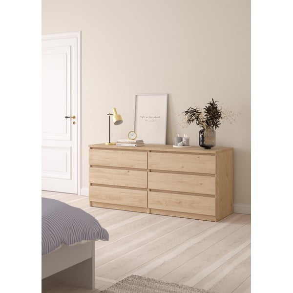 Comodă în culoare naturală cu aspect de lemn de stejar 154x70x50 cm Naia – Tvilum-image-1