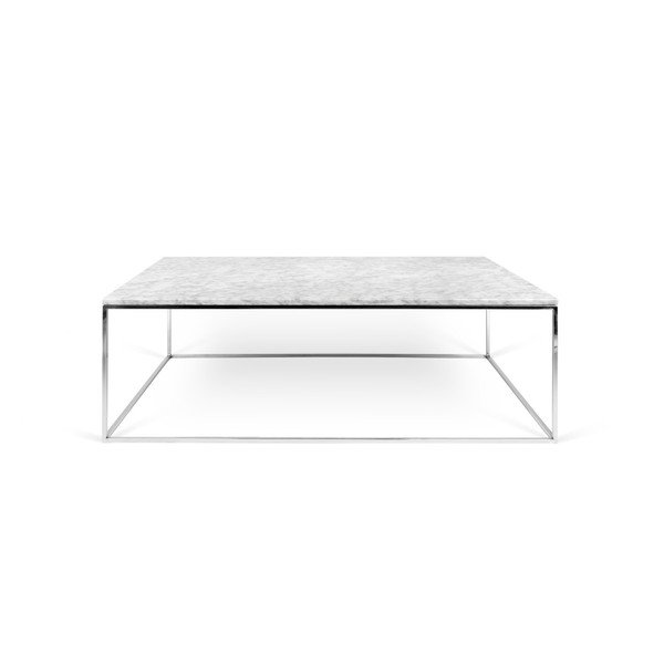 Măsuță TemaHome Gleam din marmură, cu picioare cromate, 120 cm, alb