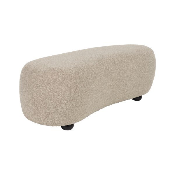 Bancă bej capitonată cu tapițerie din țesătură bouclé Noxx – White Label-image-2