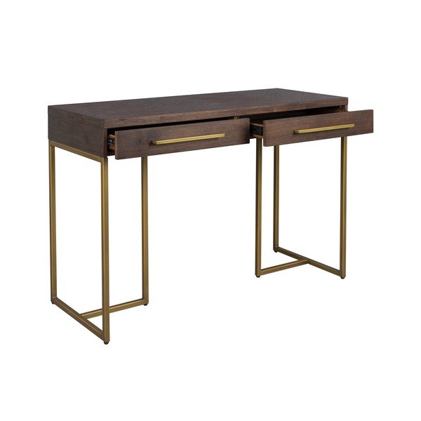 Masă consolă în culoare naturală închisă cu aspect de lemn de acacia 45x120 cm Class – Dutchbone-image-3