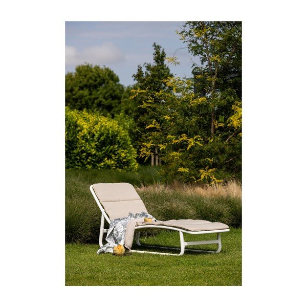 Șezlong de grădină alb/crem din metal Birch – Exotan-image-2