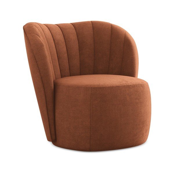 Fotoliu teracotă cu tapițerie din chenille Keloa – Makamii