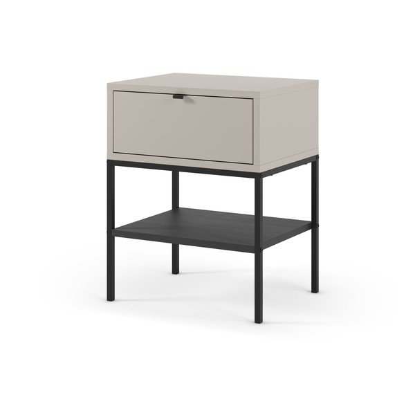 Noptieră crem cu rafturi cu aspect mat Sali – Marckeric-image-1