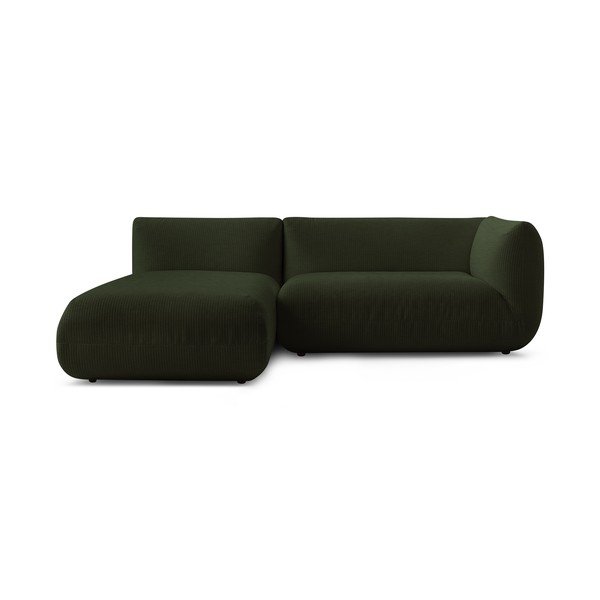 Colțar verde cu tapițerie din catifea reiată  (cu colț  pe partea stângă ) Lecomte – Bobochic Paris