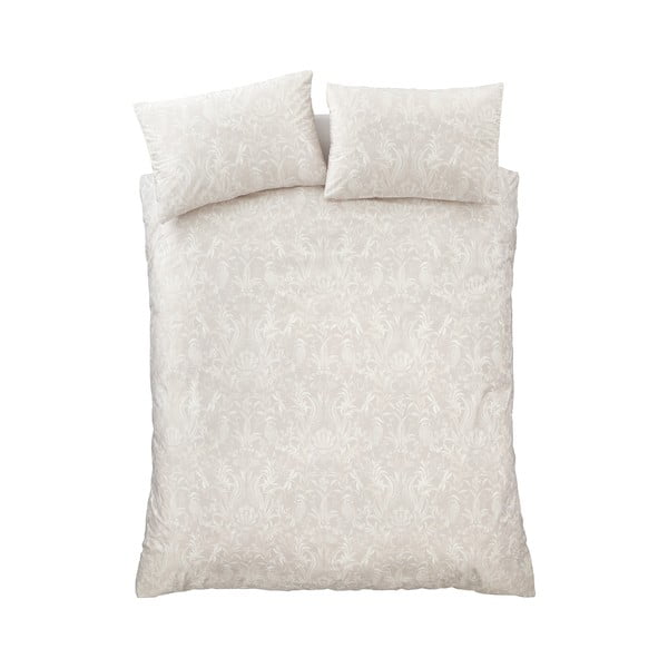 Lenjerie de pat bej din catifea pentru pat dublu, extinsă 230x220 cm Bridgerton Regal Birds – Catherine Lansfield