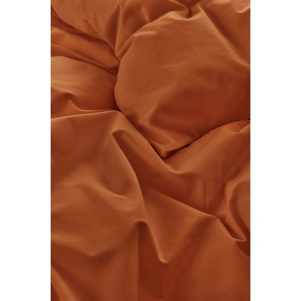 Lenjerie de pat teracotă din bumbac organic pentru pat de o persoană 140x200 cm Zack – Jotex-image-2