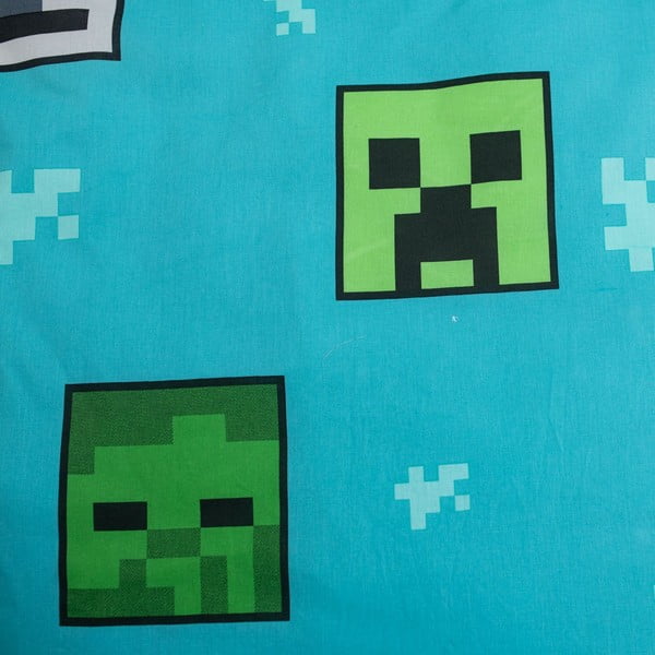 Lenjerie de pat pentru copii verde-albastră din bumbac pentru pat de o persoană 140x200 cm Minecraft "Mobs Here" – Jerry Fabrics-image-4