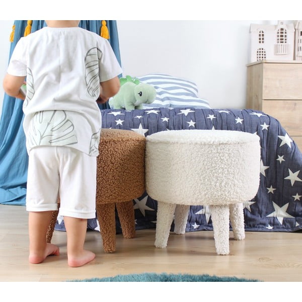 Puf de copii maro cu tapițerie din stofă bouclé Moouv – Artie-image-1