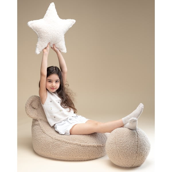 Fotoliu puf pentru copii maro deschis cu tapițerie din țesătură bouclé Bear – Wigiwama-image-2