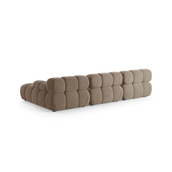 Colțar modular bej cu tapițerie din catifea (cu colț pe partea dreaptă/cu șezlong) – Micadoni -image-3