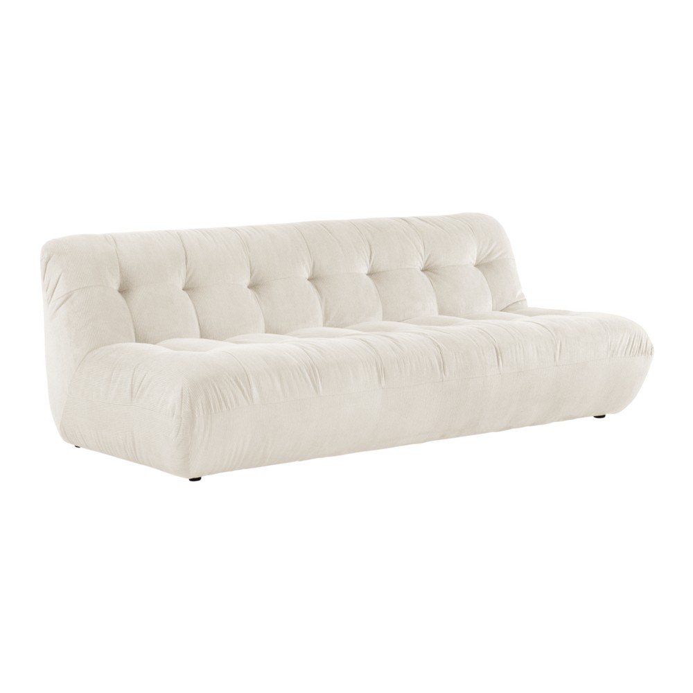 Canapea crem cu tapițerie din catifea reiată 212 cm Kelso – Jotex