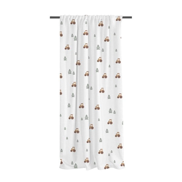 Draperie pentru copii albă din bumbac satinat 110x170 cm Winter Tractor – Butter Kings