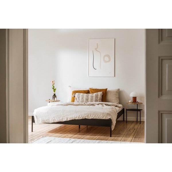 Pat matrimonial alb din oțel fără tăblie cu somieră 160x200 cm Eton Basic – noo.ma-image-1