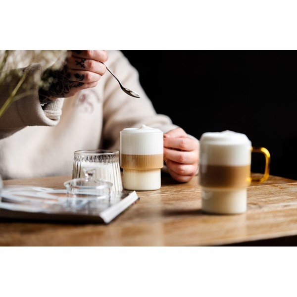 Căni galbene 2 buc. pentru cappuccino din sticlă 350 ml Livio – Vialli Design-image-1