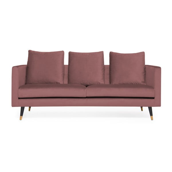Canapea cu 3 locuri și picioare alămii Vivonita Harper Velvet, roz