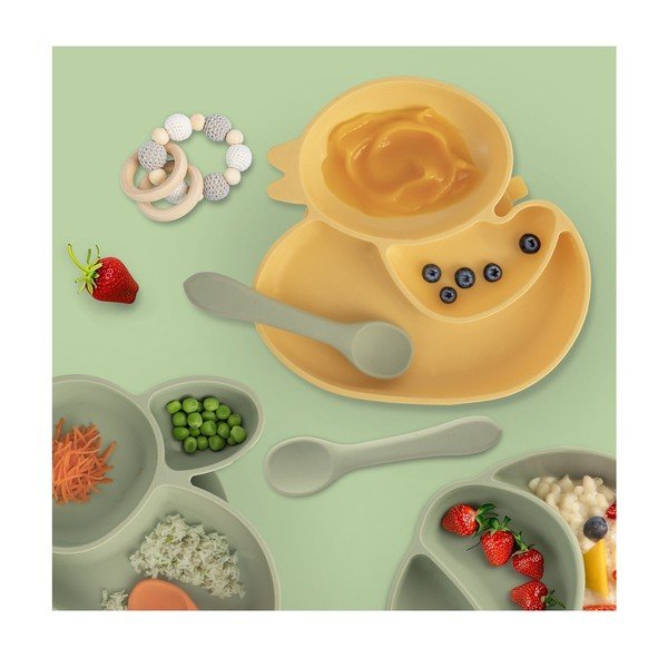 Farfurie pentru copii galbenă din silicon 19x19,5 cm Chicken – Orion-image-1