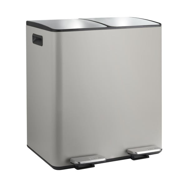 Coș de gunoi taupe pentru reciclare/cu pedală 2x20 l din oțel   Aliya – Spirella