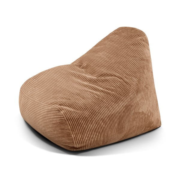 Fotoliu bean bag maro cu tapițerie din catifea reiată Snug 100 – SLOWDOWN
