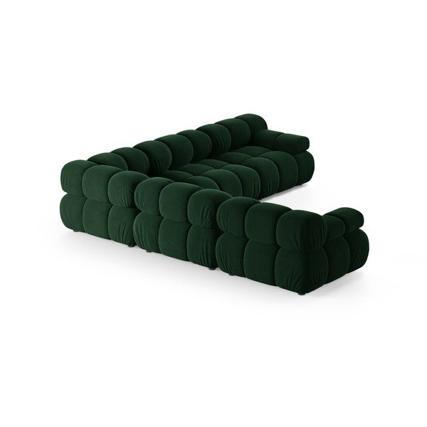 Colțar modular verde închis cu tapițerie din catifea – Micadoni -image-3