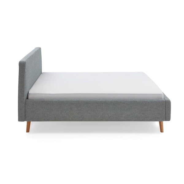 Pat matrimonial gri închis tapițat cu spațiu de depozitare cu somieră 180x200 cm Mattis – Meise Möbel-image-4
